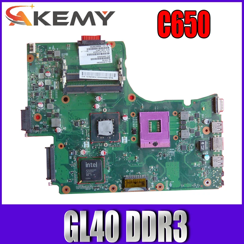 

Материнская плата AKEMY V000225020 для ноутбука TOSHIBA Satelite C650, материнская плата 6050A2355301-MB-A03 GL40 DDR3 для ноутбука