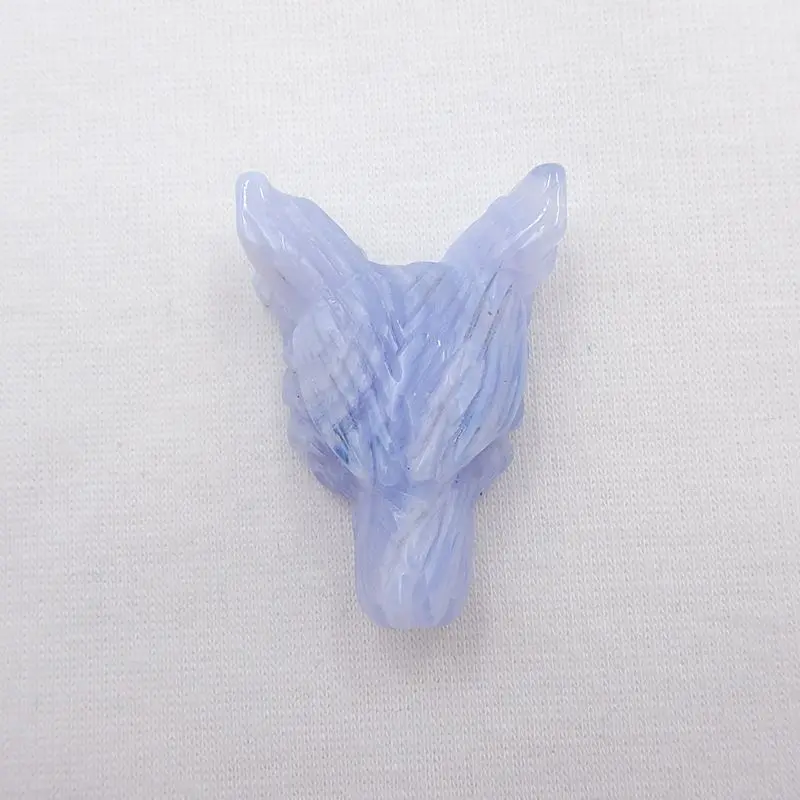 Ручная работа натуральный голубой кружевной Агат резная подвеска в виде волчьей