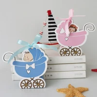 new baby cart gift box blue cute packaging bags pinksmall boxes for gifts for baby shower candy box birthday party decoration
