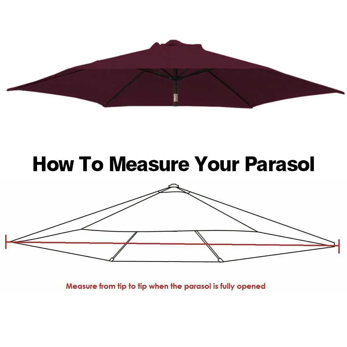 

2.7M/3M 6 Bones Garden Parasol Canopy Cover Waterproof Anti UV Outdoor Umbrella Cover Canopy Patio Awning Sun Shelter No Bracket