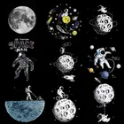 Термо-наклейки на одежду с космосом, Луной и астронавтом, термонаклейки для одежды, Мультяшные нашивки, наклейки, значок