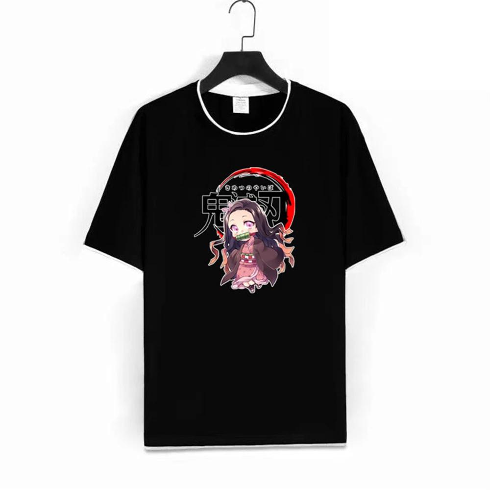 

Anime Demon Slayer Cotton 3D Print Short T-Shirt Oversized Shirt Tops Men's Black Casual Sleeve Fashion Loose Tees