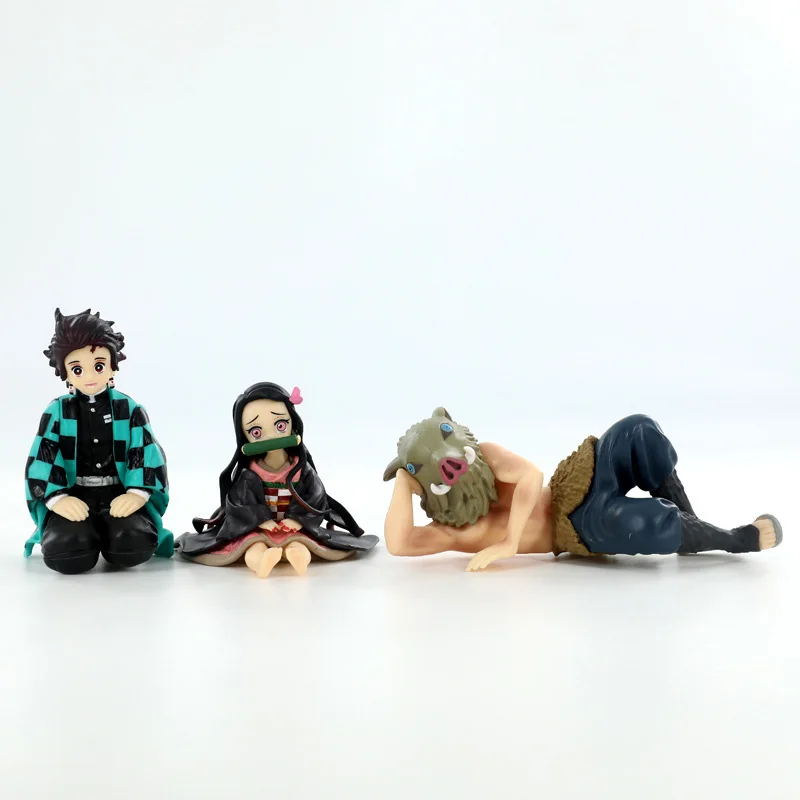 

Anime Demon Slayer Figure Kamado Nezuko Kamado Tanjirou Hashibira Inosuke Palm Sitting Posture PVC Action Figures Party Models