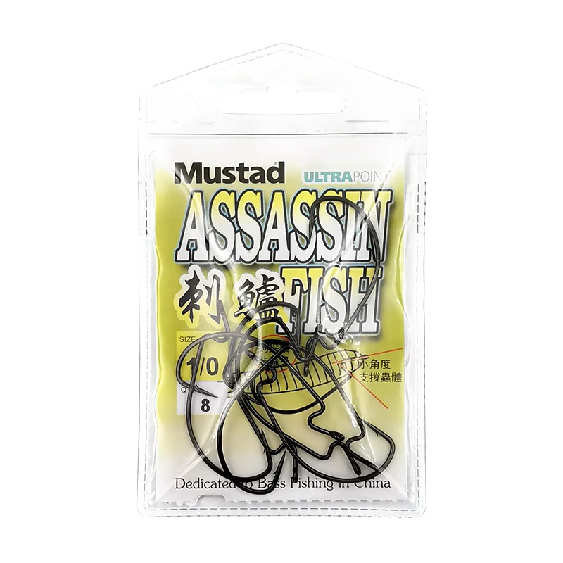 10 упаковок/лот Mustad рыболовный крючок из высокоуглеродистой стали 38105 с колючей рукояткой крючок Морской Карп полосатый бас рыболовный аксессуар