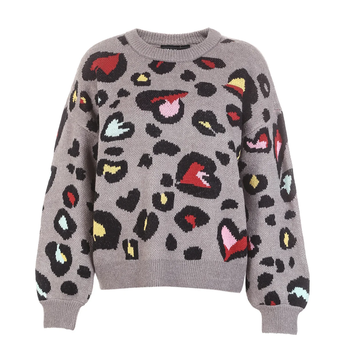 Осенне-зимний женский свитер с круглым вырезом и леопардовым принтом | 118413504