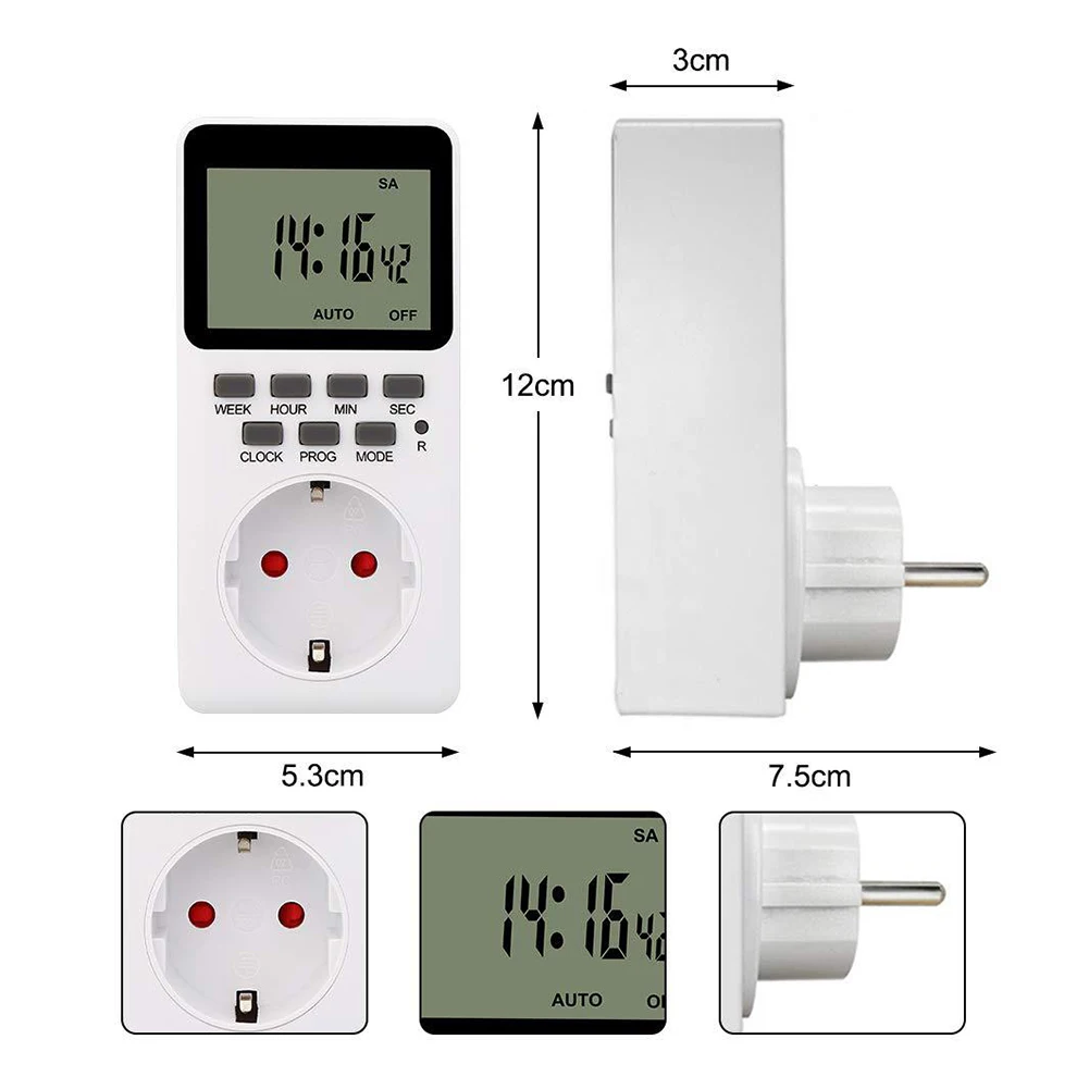 

Energy Saving Electronic LCD Digital Timer Switch Kitchen Power Timer Outlet 7 Day Weekly Programmable Timing Socket#38