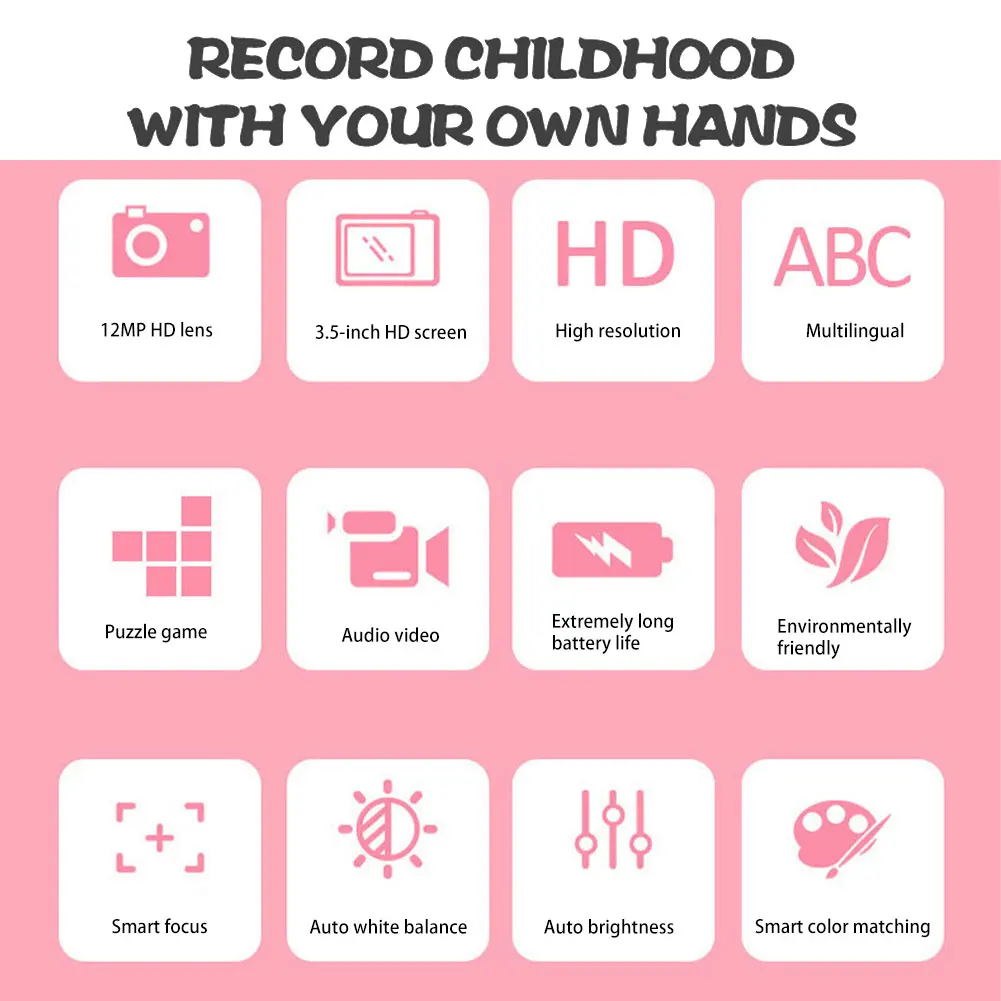 

Children Kids Camera Educational Toys for Baby Gift Mini Digital Camera 1080P Projection Video Camera with 2 Inch Display Screen