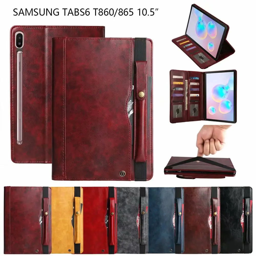Модный кожаный чехол для планшета для samsung Galaxy Tab S6 T860 T865 SM-T860 SM-T865 10," с карандашом и держателем для карточек+ ручка