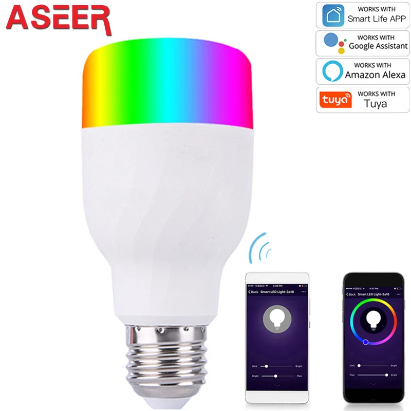 Смарт светильник ASEER WiFi интеллектуальная цветная светодиодная лампа 9 Вт RGBW с