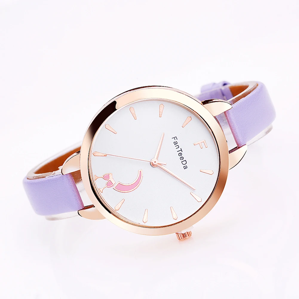 Fanteeda кофе бежевый лаконичный большой круглый циферблат тонкий искусственная