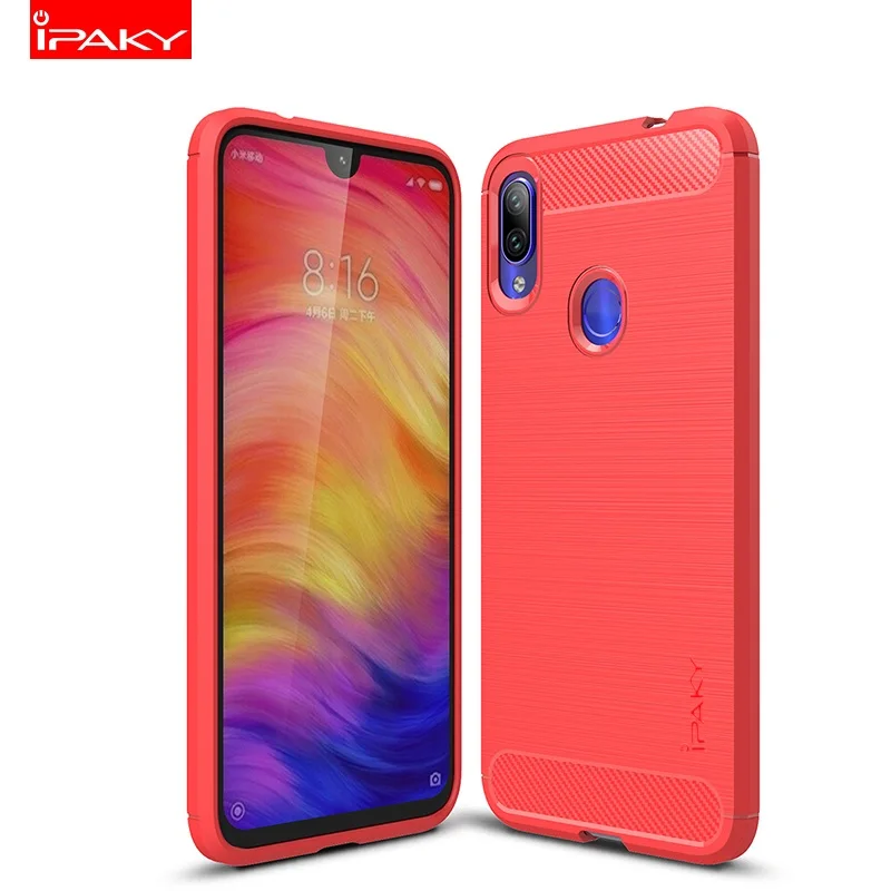 Red Для Xiaomi Redmi Note 7 Чехол iPaky для Redmi Note 7 Pro Чехол Силиконовый карбоновый матовый противоударный чехол для Redmi Note 7s - Цвет: Red