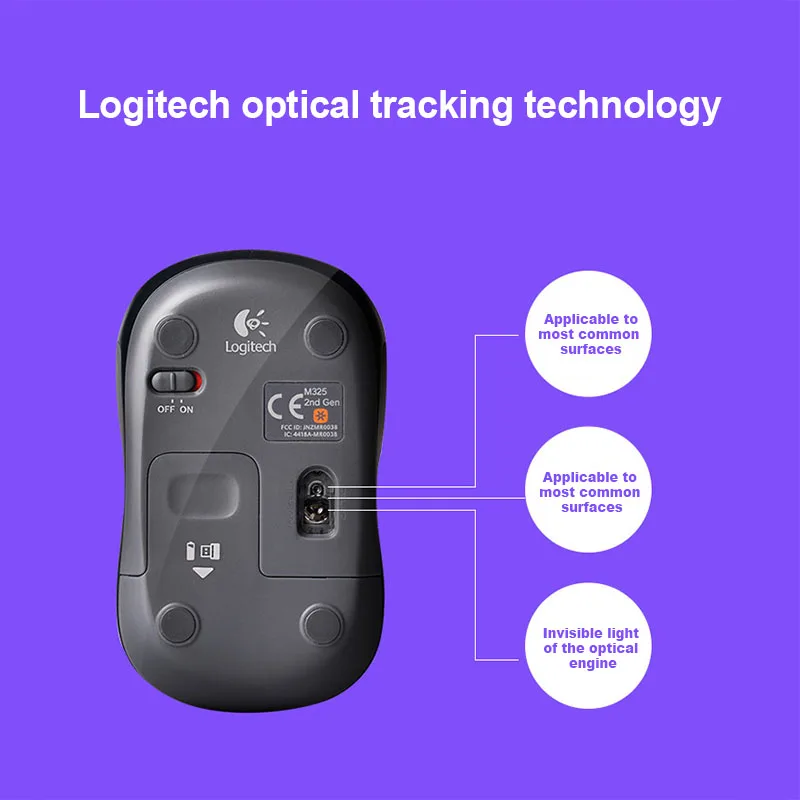 Беспроводная игровая мышь logitech M325 с наноприемником, оптическая Ergonimic 1000 dpi для Mac OS/Windows, поддержка Агентства, проверка