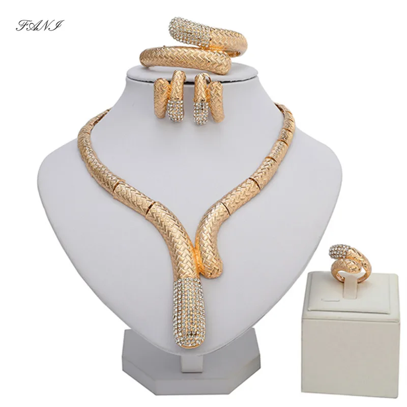 

Fani Fashion African Beads Jewelry Set Wholesale Exquisite Dubai Gold-colorful Jewelry Set Brand Nigerian Wedding Bridal Bijoux