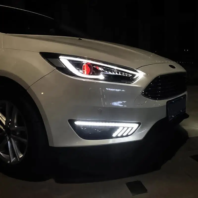 Сигнальные лампы Neblineros Para Automovil, запчасти для дневных ходовых огней Drl, стильные Светодиодные Автомобильные фары, автомобильные фары в сборе для Ford Focus