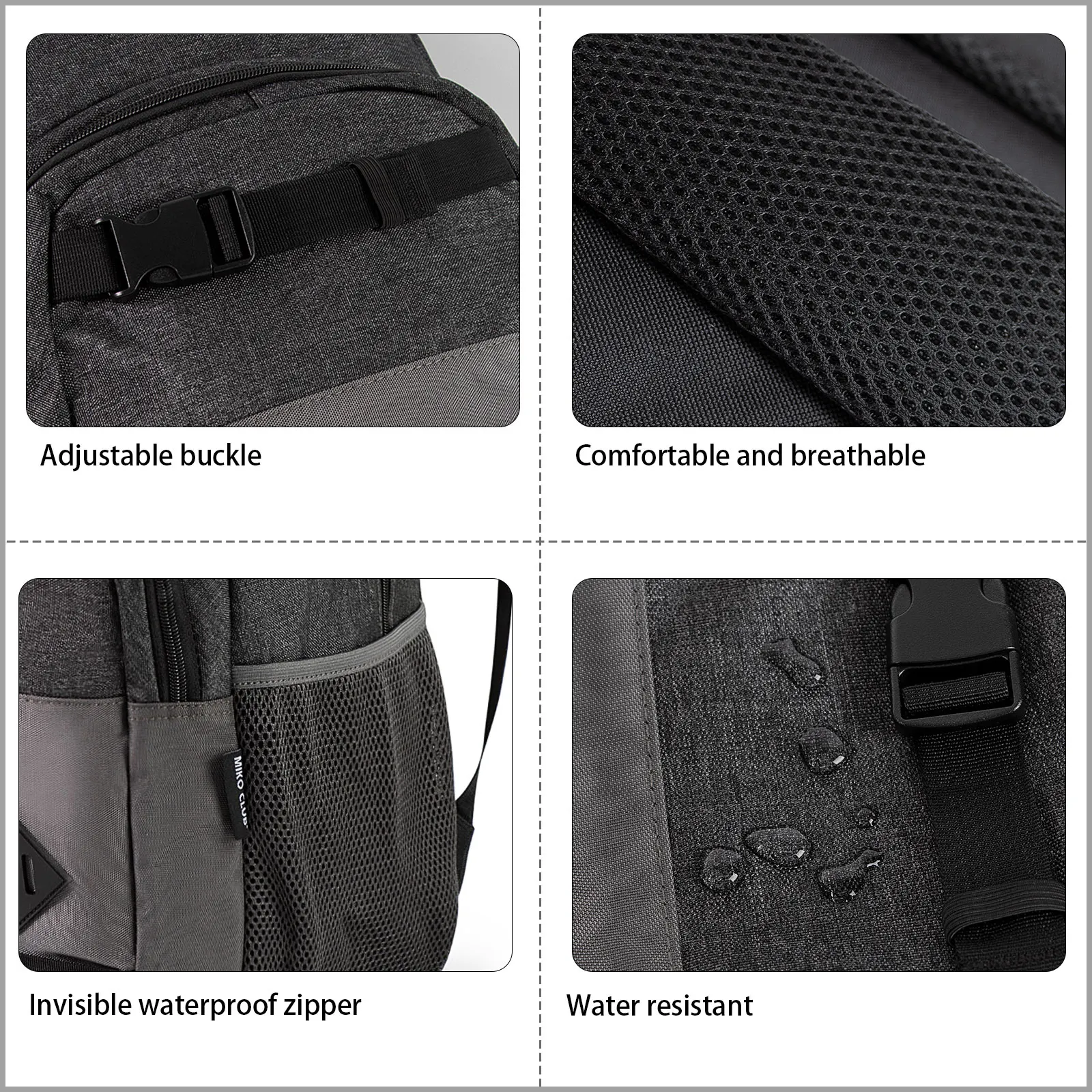 

Canvas Travel Backpack School Bag Water Resistant Rucksack Work Hiking Backpacks for Men Teens Boys 18 Inch,Grey