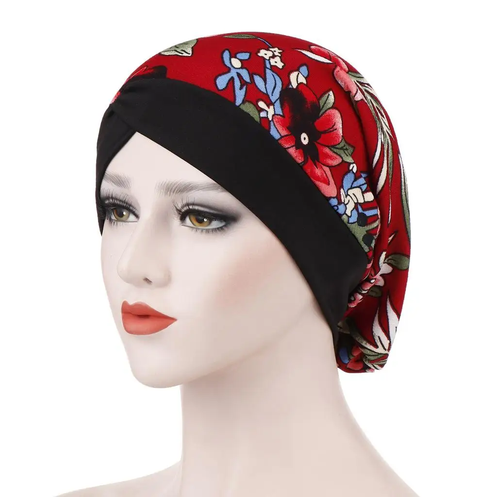 Женский широкий головной убор с цветочным принтом мусульманская шапочка для сна