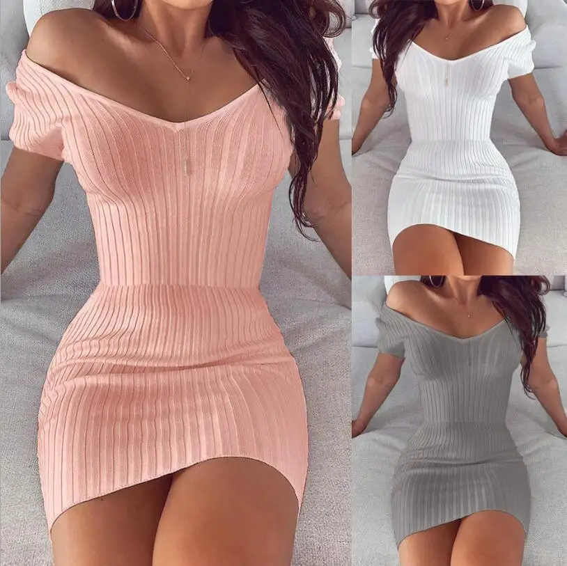 Женское платье карандаш с V образным вырезом коротким рукавом и высокой