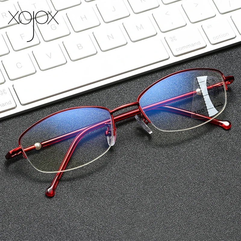 

Многофокальные прогрессивные очки для чтения XojoX, для женщин и мужчин, Полуободковые очки двойного назначения для дальнозоркости + 1,5 2,5 3,5