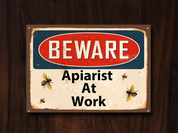 

Остерегайтесь Apiarist на работе, металлический знак, винтажный стиль, пчелы, медовая настенная дверная табличка