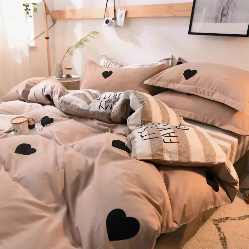 

Simple Bedding Set for Girls Boys Luxury Duvet Cover Polyester Cotton Comforter Sets Twin King Queen Size Quilt Cover Set