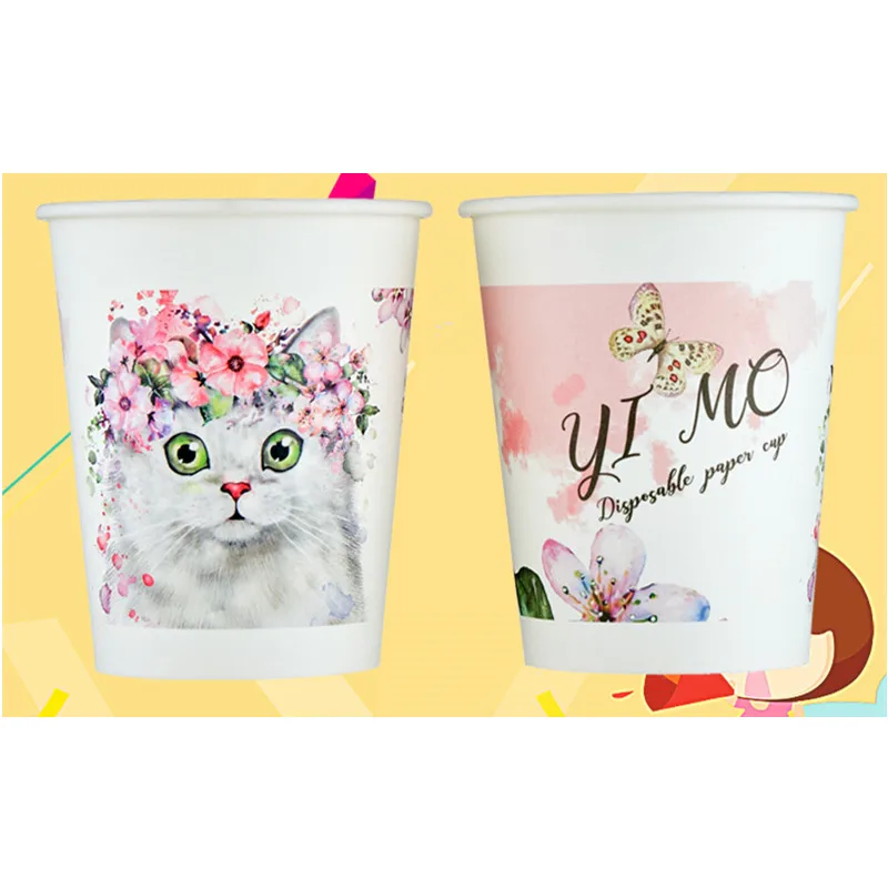 cup 100 шт, Рождественский подарок на день рождения, плотный Одноразовый бумажный стаканчик, 250 мл, чашка для кофе, сока, воды, напитков, для дома, офиса, бизнеса - Цвет: cup