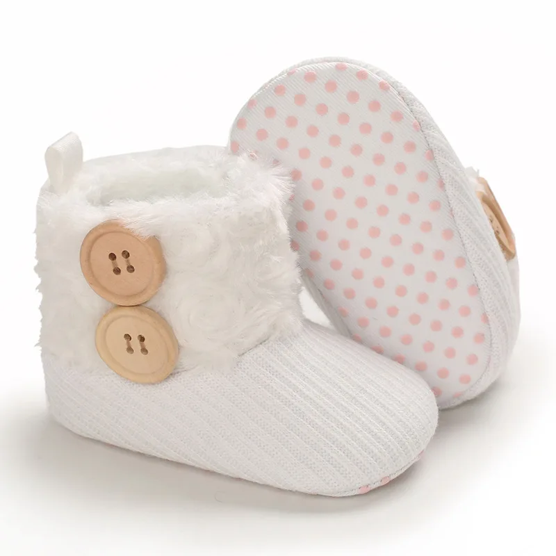 Baby First Walkers Baby Toddler Winter Warm Soft Knitted Plush Boots Girl Boy Snow Booties Crib Warm Shoes 0-18M