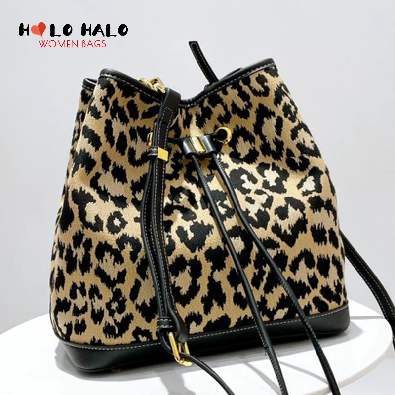 

Retro Female Crossbody Bags Personality Purses and Handbags Fashion Ladies Leopard Leather PU Buckets Bag High Capacity Bag 2021