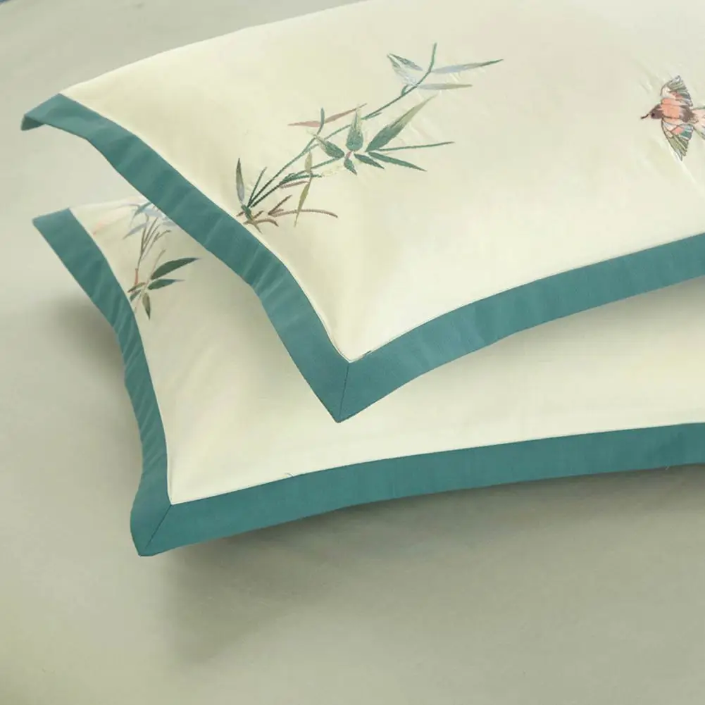 

Svetanya Embroidered Cotton Bedding Set Queen King Full Double Size Linens (Flat Fitted Sheet Pillowcase Comforter Cover)