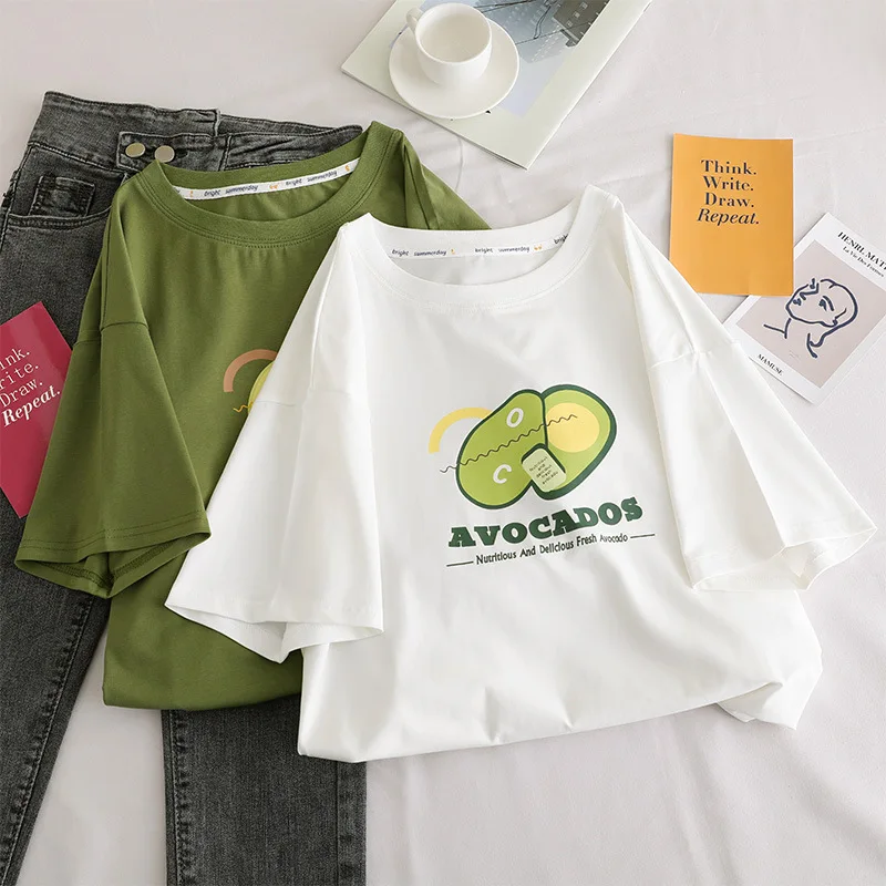 Женская футболка с коротким рукавом и принтом авокадо летняя забавная круглым
