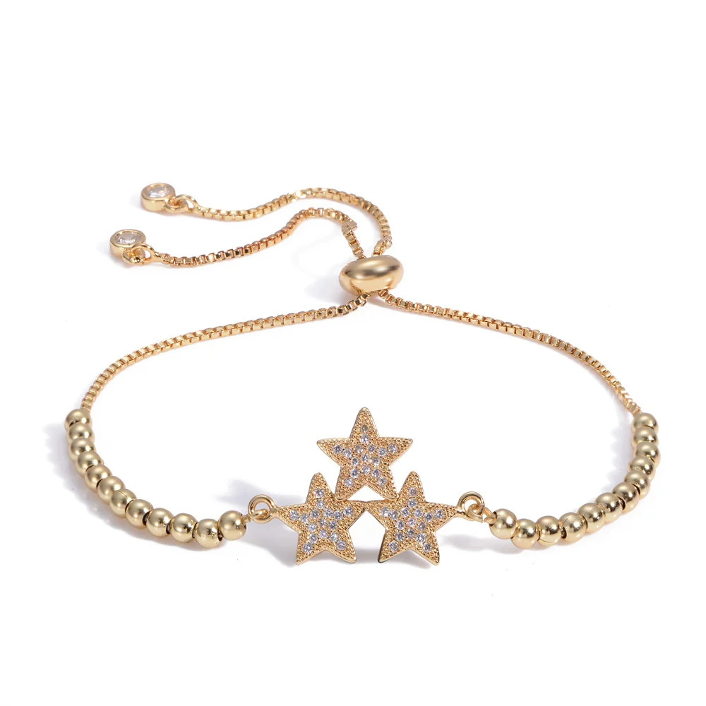 NEW Jewelry Supplies Gold/Silver/Rose Gold Crescent Moon Star Bracelets For Women Men Adjustable Chain Allah Bracelet |