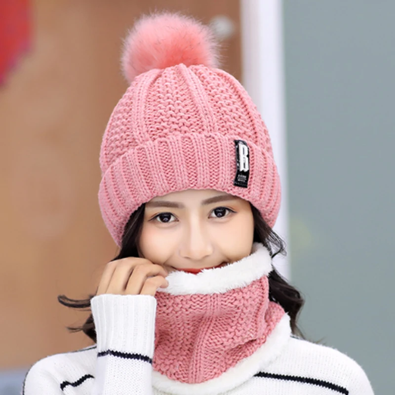 Женская вязаная шапка шарф s-образный вырез зимняя женская Балаклава шапочки