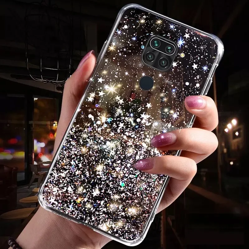LOVECOM Glitter Phone Cases For Xiaomi Redmi Note 11 10 Pro 9 8 9S Cover Xiaomimi 11T POCO X3 NFC M3 Fundas | Мобильные телефоны и