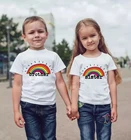 Футболка с радужным принтом, летняя футболка с коротким рукавом для мальчиков и девочек