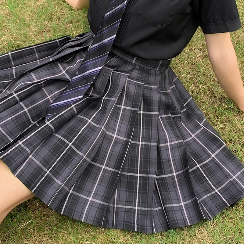 

Japanese Women Jk Skirts High Waist Students School Uniform Pleated A-Line Mini Plaid Harajuku Preppy Skirts