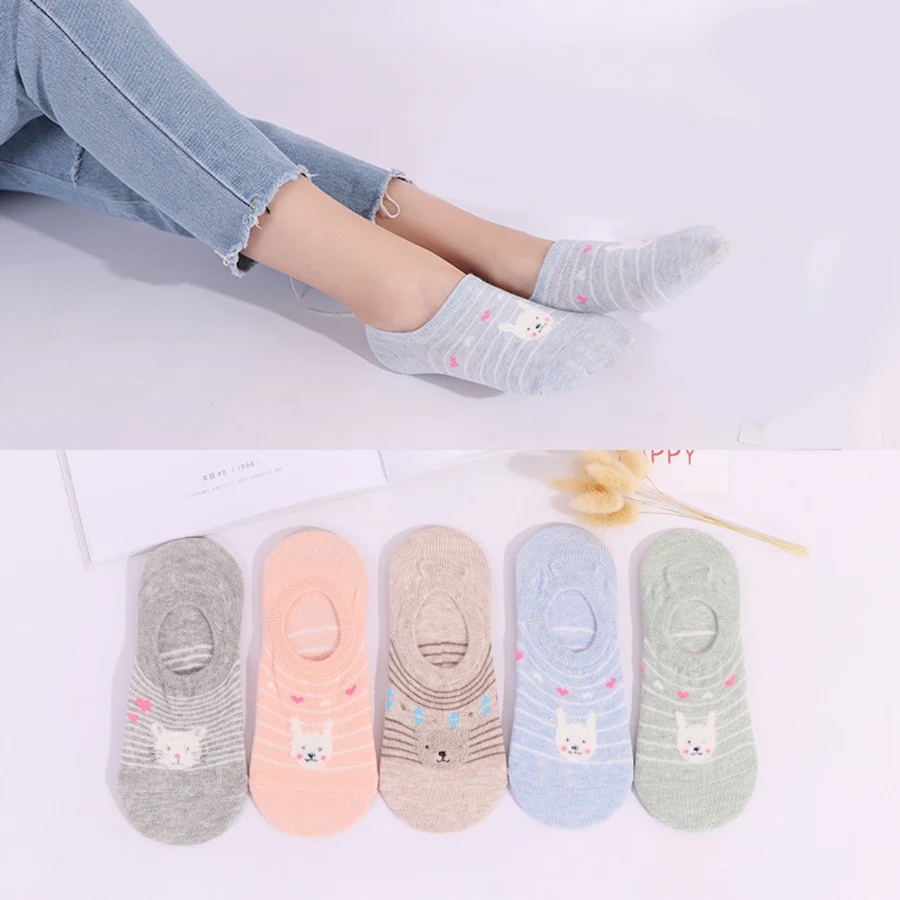 Носки женские хлопковые с забавным рисунком Банни медведя кота |