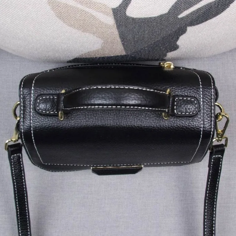 

Leisure Crossbody Bags Genuine Leather Small Tote Handbag Women Soft Cowhide Shoulder Bag Office Ladies Classic Black Satchels