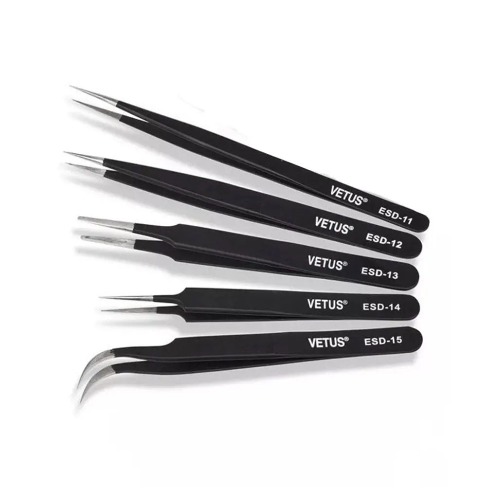 

5pcs Tools Handheld Portable Stainless Steel Make Up Home Straight Curved Eyelash Extension Durable Anti-static Tweezer