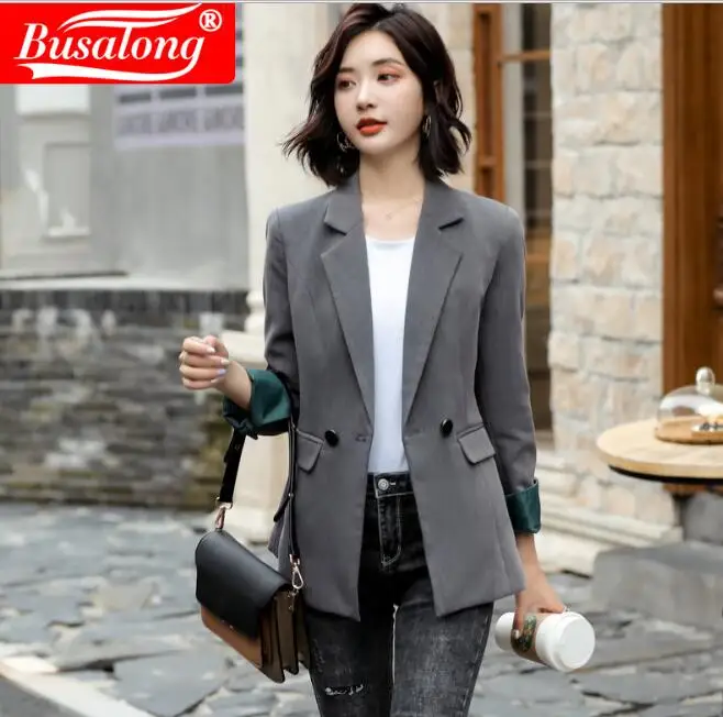 

2019 NEW Spring autumn Black white Grey Women Blazer Formal Business workwear Plus size suit Jacket Loose Women's overcoat