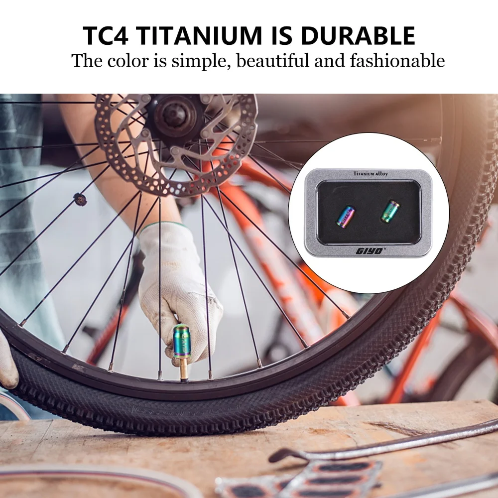 

2 Pcs Titanium Alloy Bike Tire Cap Air Nozzle Cap Bike Tire Cap