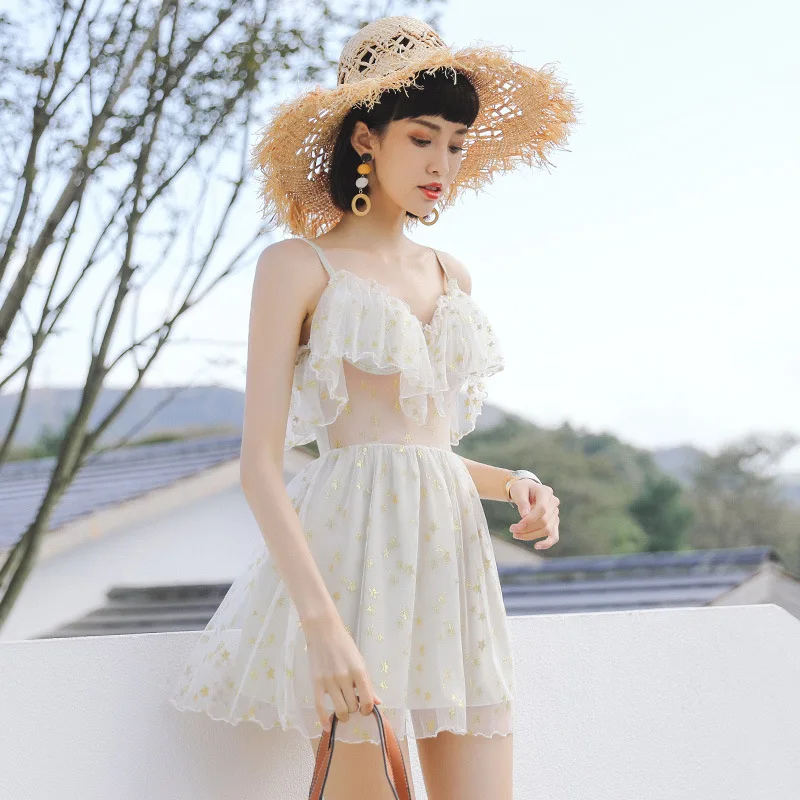 Женский слитный купальник с милым принтом сексуальное пляжное платье спортивный