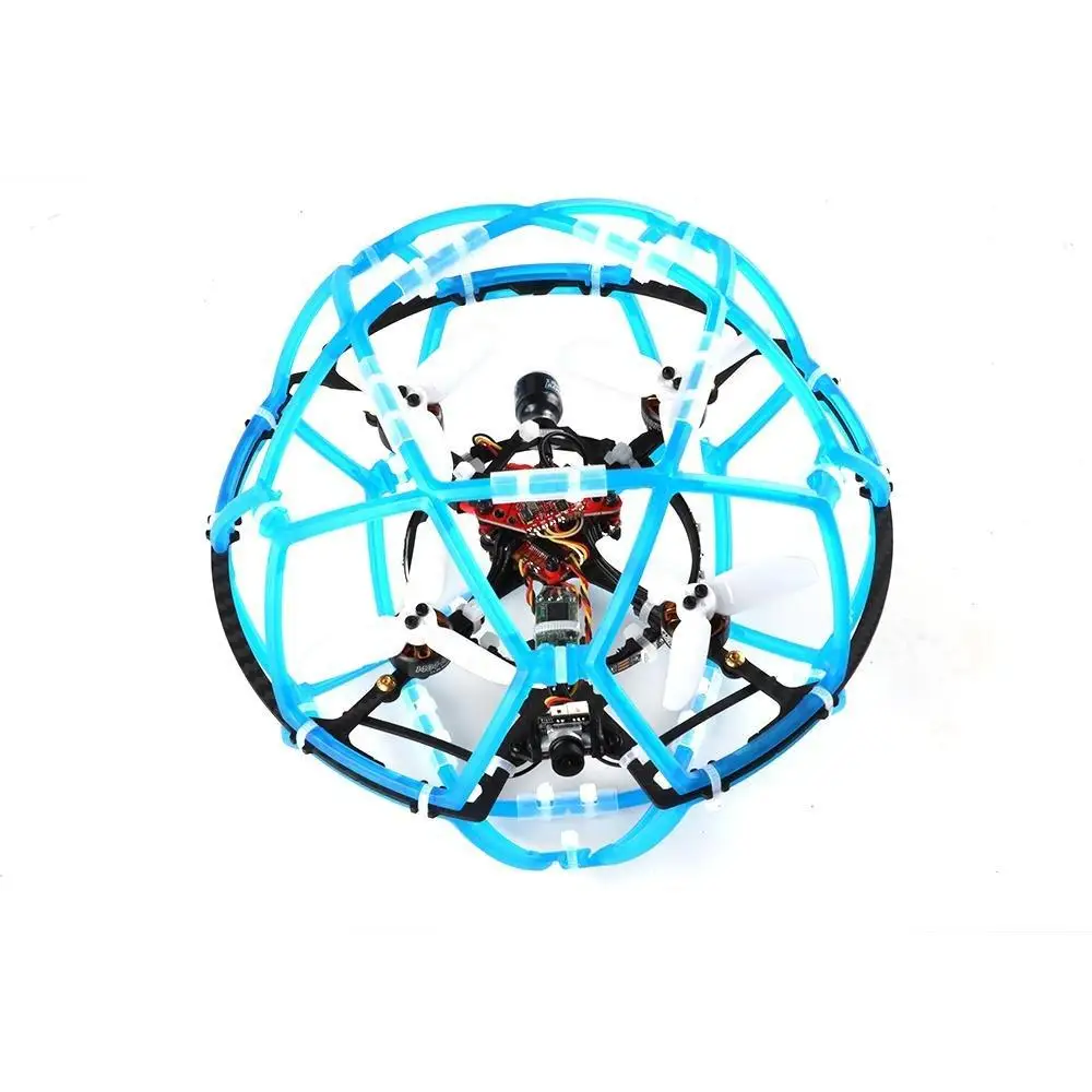 

HGLRC DS200 Дрон футбол w СВЕТОДИОДНЫЙ LED FPV версия Zeus25 AIO Caddx Ant ECO Cam Aeolus 1404 3600KV 4S Белый Синий Дрон шар Flyball