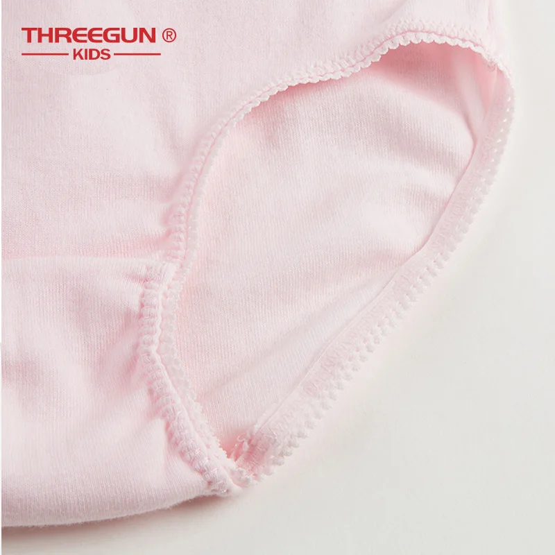 THREEGUN/детское нижнее белье для девочек; хлопковые трусы; детские короткие трусики; дышащие трусы со средней талией для подростков; нижнее белье с бантом из ленты