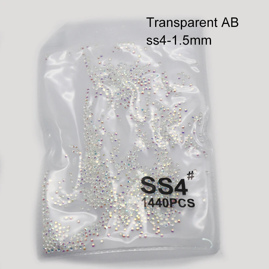 ss4 transparent AB 1440 шт стеклянные 3D Стразы для дизайна ногтей драгоценные камни для украшения ногтей хрустальные стразы AB Камни SS3-SS10 - Цвет: ss4 transparent AB