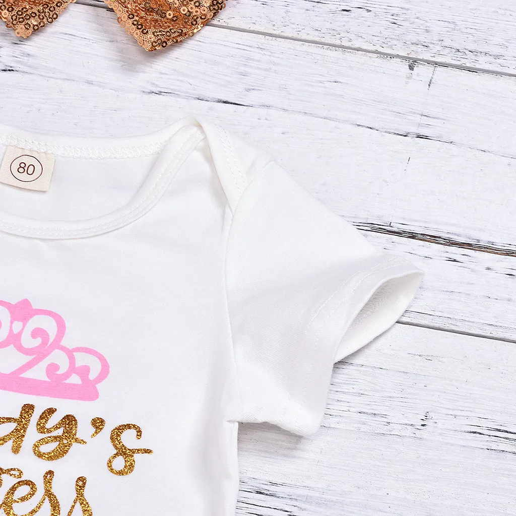 Одежда для маленьких девочек новорожденных с круглым вырезом и короткими