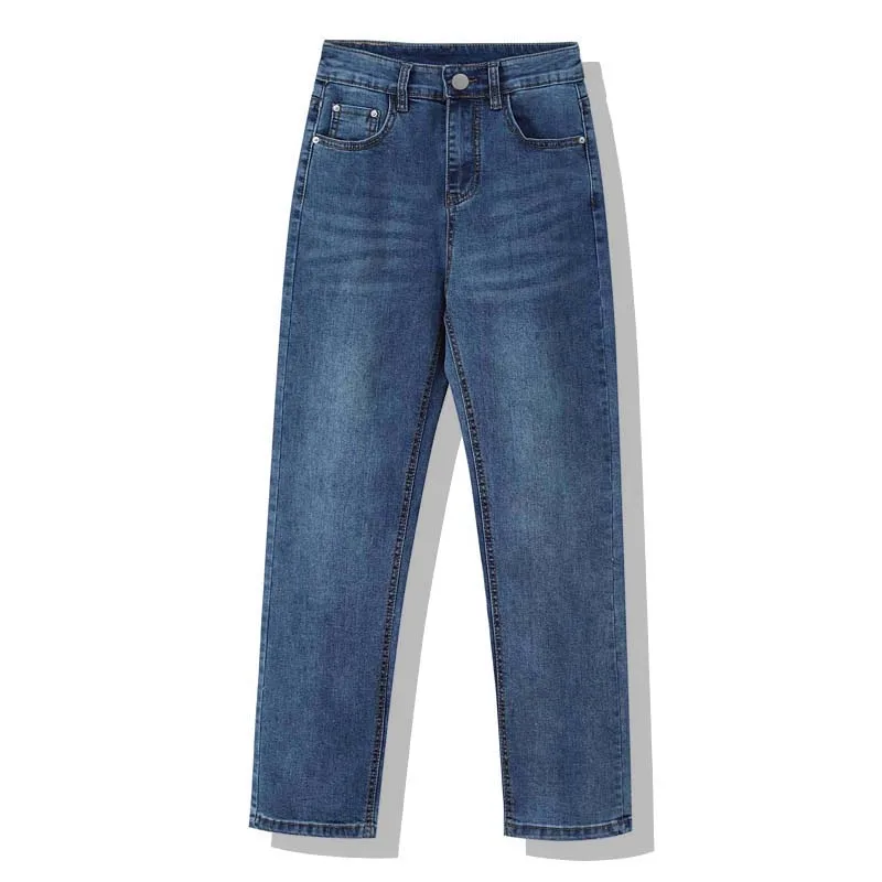 

Women's Jeans Streetwear Bifurcation High Waist Femme Denim Trouser Vintage Casual Versatile Buttons Ladies Straight Pants