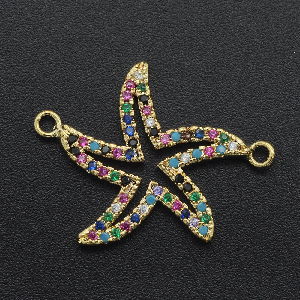 

15x20mm 100% CZ Zircon DIY Jewelry Sea Star Connectors Charm Wholesale Factory Sale Bracelet Making Connector