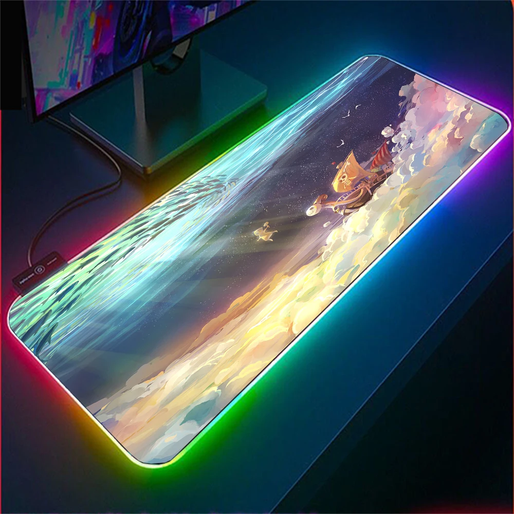 

Коврик для мыши Mairuige из аниме RGB, большой размер Xxl, украшение для стола из натурального каучука со светодиодной подсветкой, 90x40 см