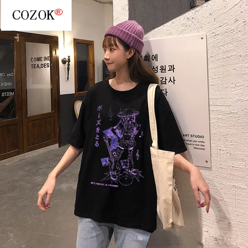

2021 New Japan Harajuku Style Casual Anime T-shirt Gothic Print Top