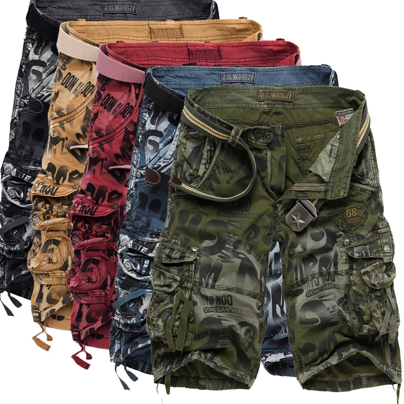 

2021 Summer Military Cargo Beach Shorts New Large Size Loose Men's Army Camouflage Short Trouers Casual Jogging Sports Shorts