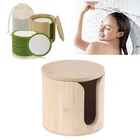 Контейнер для хранения для снятия макияжа, хлопковые подкладки, круглый контейнер для хранения, контейнер для косметики, косметики из хлопка, деревянный контейнер